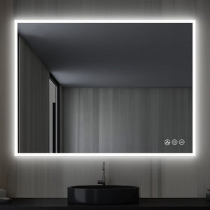 Blossom Beta 48" x 30" Wall-Mounted Square LED Mirror With Frosted Sides