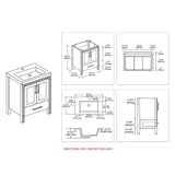 Blossom Birmingham 30" 2-Door 1-Drawer Glossy White Freestanding Vanity Base