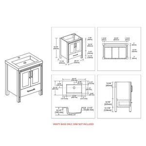 Blossom Birmingham 30" 2-Door 1-Drawer Glossy White Freestanding Vanity Base