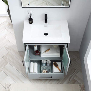 Blossom Birmingham 30" 2-Door 1-Drawer Matte Gray Freestanding Vanity Set With Acrylic Top And Integrated Sink