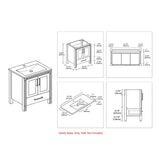 Blossom Birmingham 36" 2-Door 1-Drawer Glossy White Freestanding Vanity Base