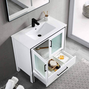 Blossom Birmingham 36" 2-Door 1-Drawer Glossy White Freestanding Vanity Base
