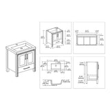 Blossom Birmingham 36" 2-Door 1-Drawer Glossy White Freestanding Vanity Set With Acrylic Top And Integrated Sink