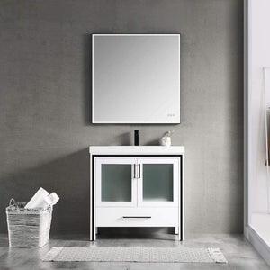Blossom Birmingham 36" 2-Door 1-Drawer Glossy White Freestanding Vanity Set With Acrylic Top And Integrated Sink