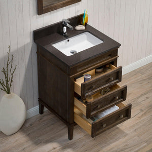 Blossom Bordeaux 24" 3-Drawer Black Red Oak Freestanding Vanity Base