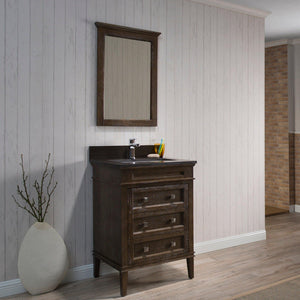 Blossom Bordeaux 24" 3-Drawer Black Red Oak Freestanding Vanity Base