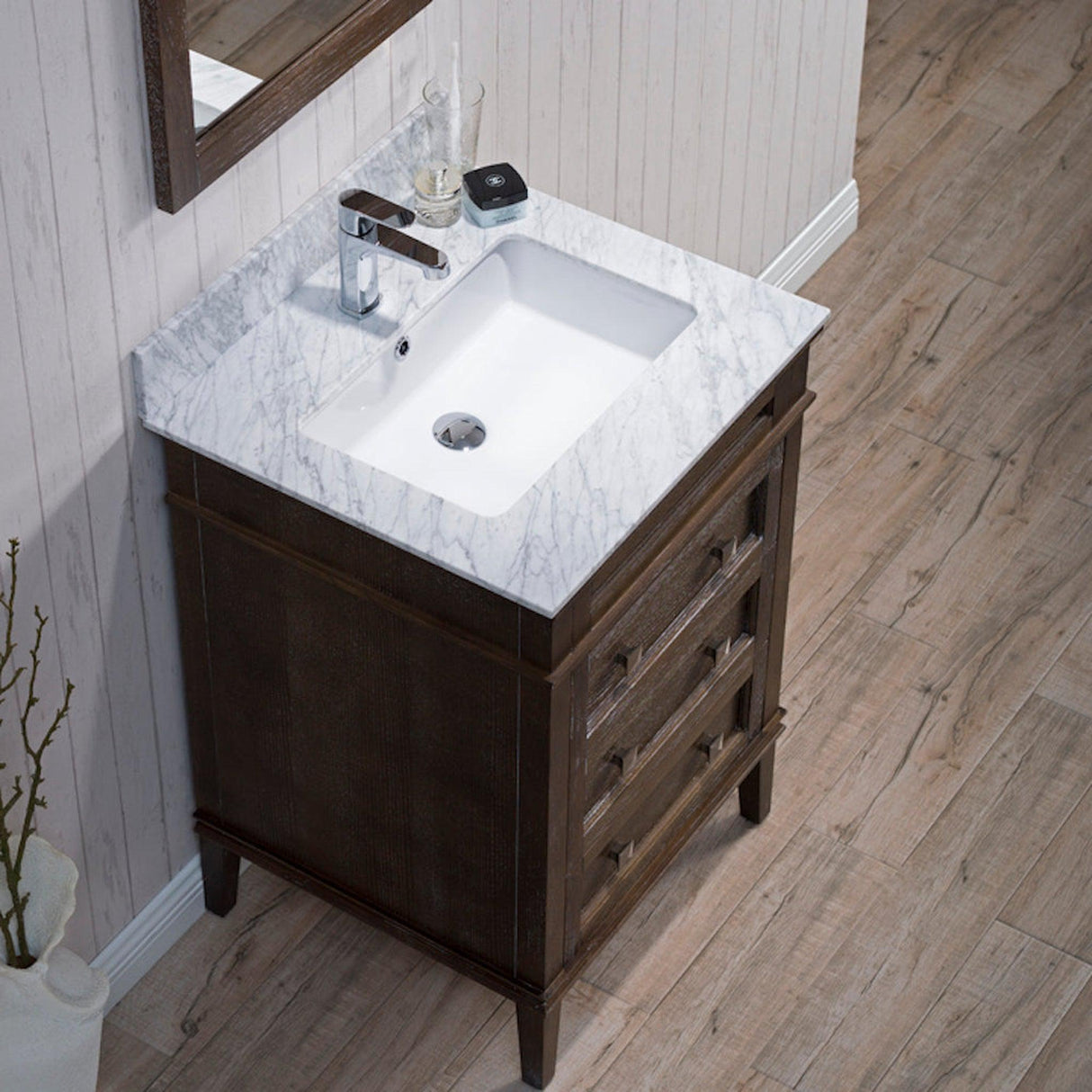 Blossom Bordeaux 24" 3-Drawer Black Red Oak Freestanding Vanity Base