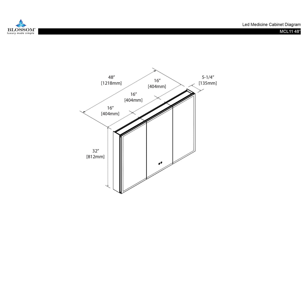 Blossom Capella 48x32 Inside LED Light on Door Medicine Cabinet