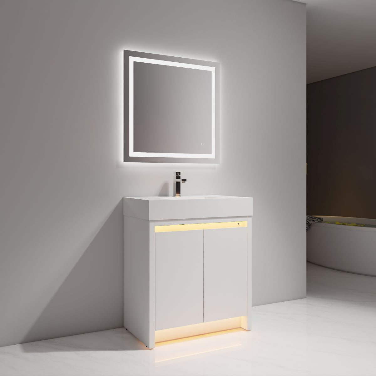 Blossom Capri 30" Glossy White Vanity With Dual LED Lights