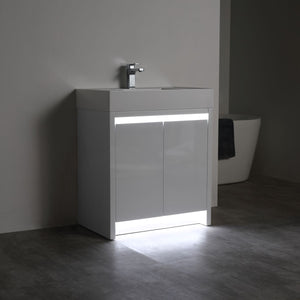Blossom Capri 30" Glossy White Vanity With Dual LED Lights