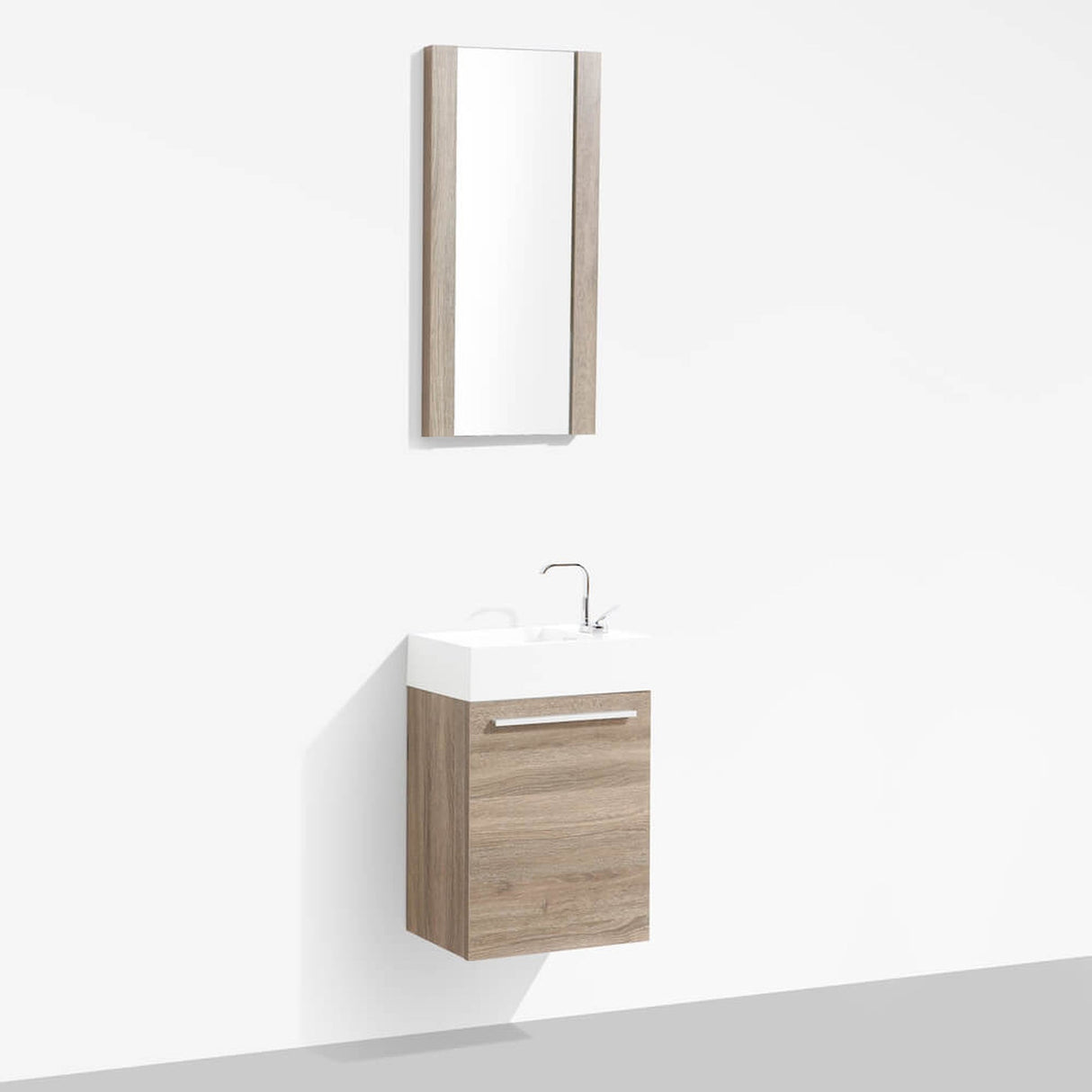 Blossom Colmar 18" 1-Door Cart Oak Wall-Mounted Vanity With Acrylic Top And Integrated Single Sink