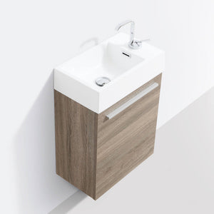Blossom Colmar 18" 1-Door Cart Oak Wall-Mounted Vanity With Mirror, Acrylic Top And Integrated Single Sink