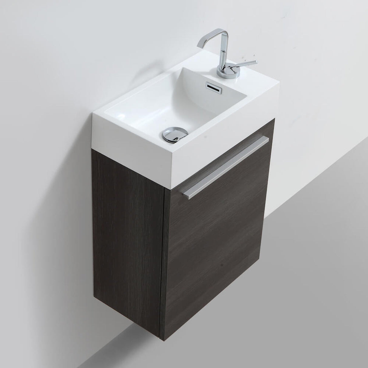 Blossom Colmar 18" 1-Door Dark Oak Wall-Mounted Vanity With Mirror, Acrylic Top And Integrated Single Sink