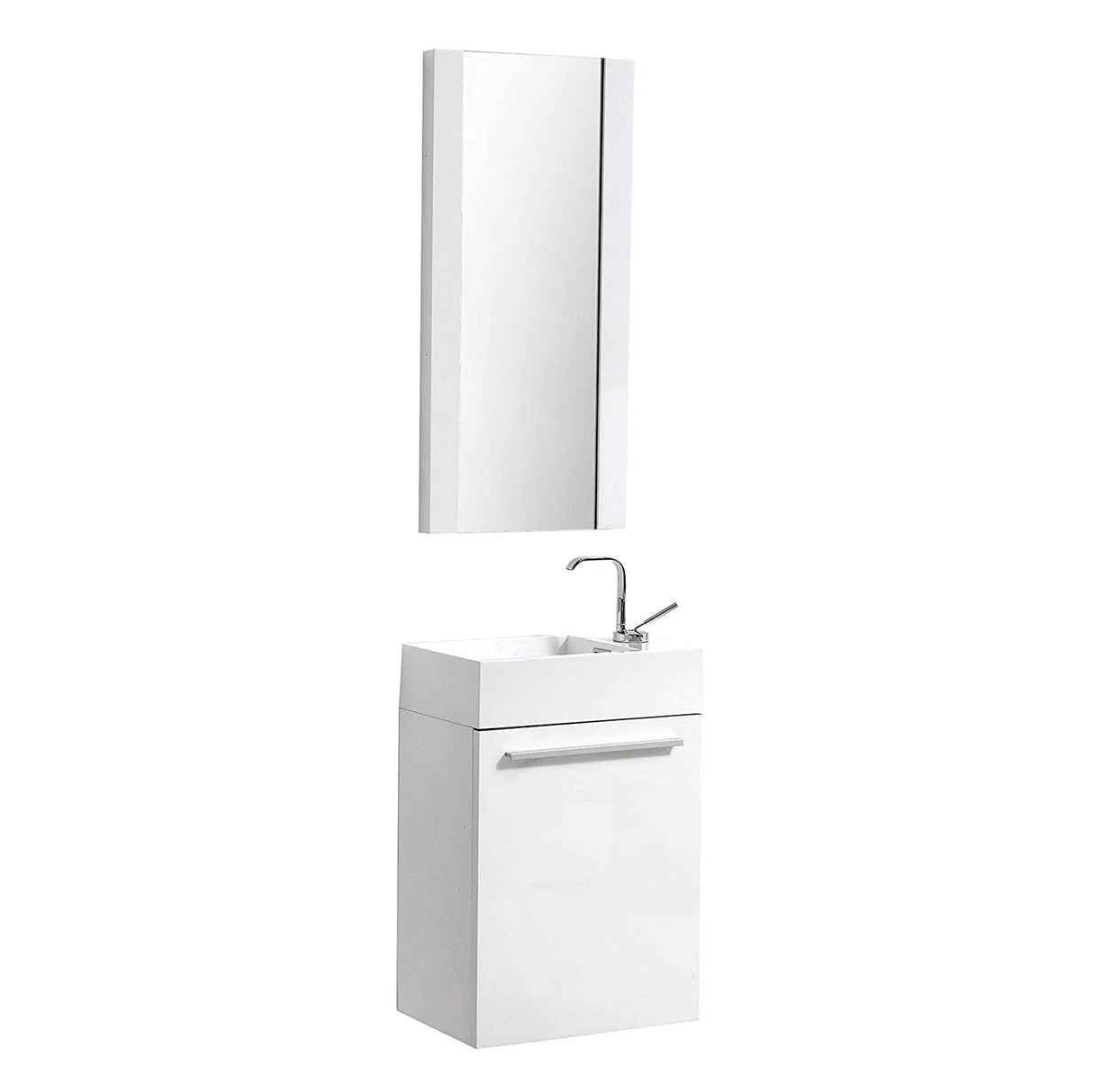 Blossom Colmar 18" 1-Door Glossy White Wall-Mounted Vanity With Mirror, Acrylic Top And Integrated Single Sink