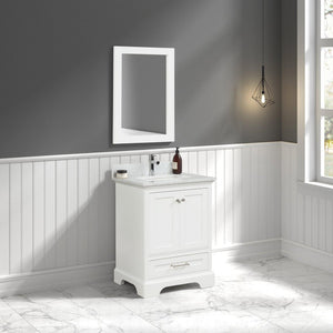 Blossom Copenhagen 24" 2-Door 1-Drawer Matte White Freestanding Solid Wood Single Vanity Base