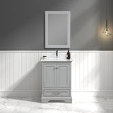Blossom Copenhagen 24" 2-Door 1-Drawer Metal Gray Freestanding Solid Wood Single Vanity Base
