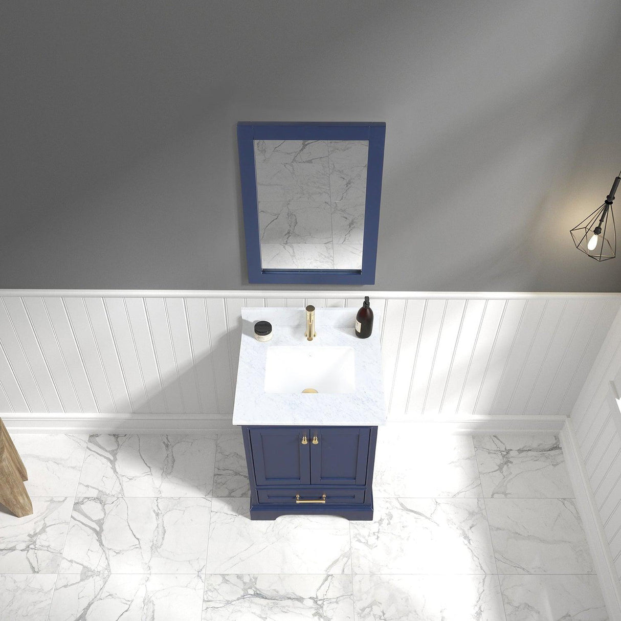 Blossom Copenhagen 24" 2-Door 1-Drawer Navy Blue Freestanding Solid Wood Single Vanity Base