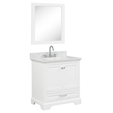 Blossom Copenhagen 30" 2-Door 1-Drawer Matte White Freestanding Solid Wood Single Vanity Base