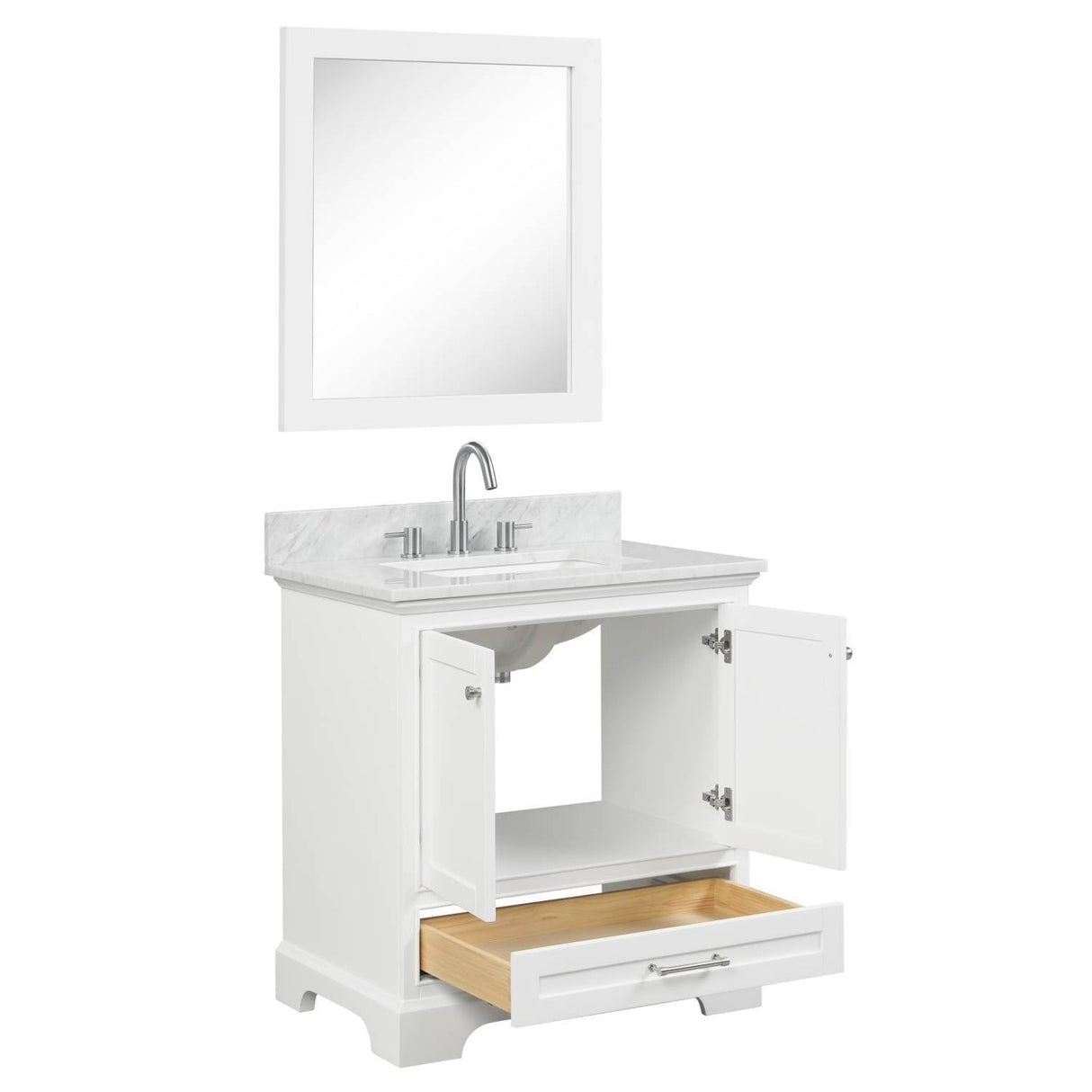 Blossom Copenhagen 30" 2-Door 1-Drawer Matte White Freestanding Solid Wood Single Vanity Base