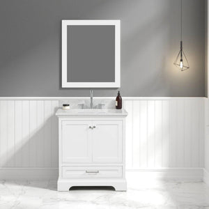 Blossom Copenhagen 30" 2-Door 1-Drawer Matte White Freestanding Solid Wood Single Vanity Base