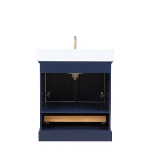 Blossom Copenhagen 30" 2-Door 1-Drawer Navy Blue Freestanding Solid Wood Single Vanity Base