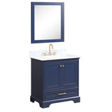Blossom Copenhagen 30" 2-Door 1-Drawer Navy Blue Freestanding Solid Wood Single Vanity Base