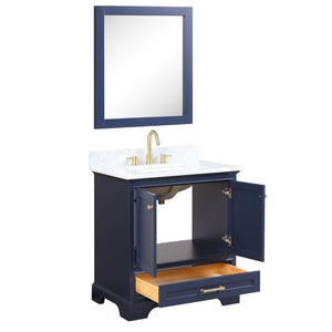 Blossom Copenhagen 30" 2-Door 1-Drawer Navy Blue Freestanding Solid Wood Single Vanity Base