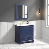Blossom Copenhagen 30" 2-Door 1-Drawer Navy Blue Freestanding Solid Wood Single Vanity Base