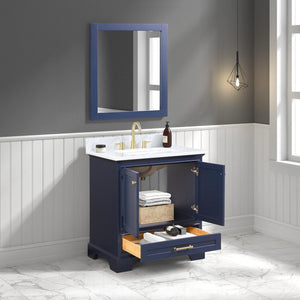 Blossom Copenhagen 30" 2-Door 1-Drawer Navy Blue Freestanding Solid Wood Single Vanity Base
