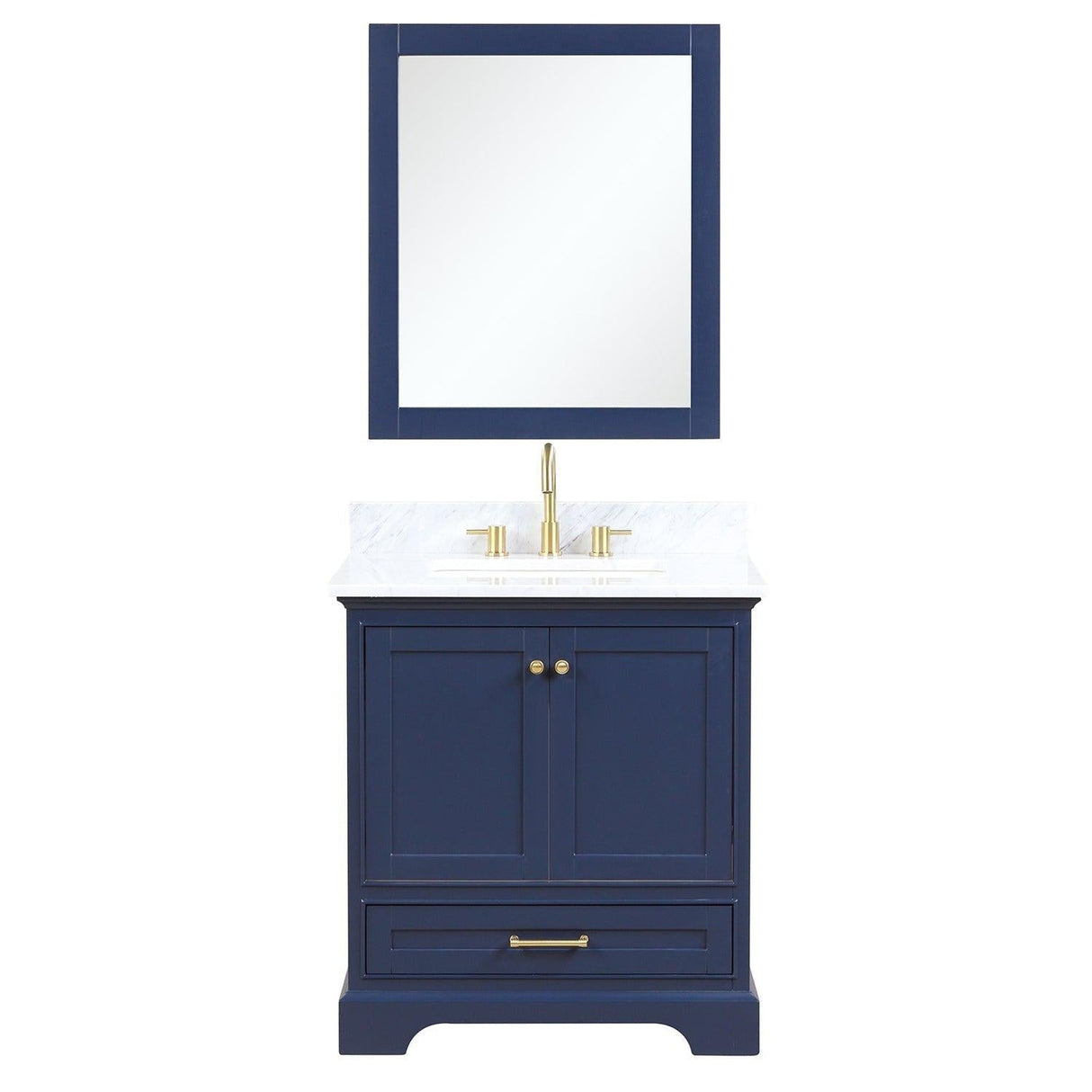Blossom Copenhagen 30" 2-Door 1-Drawer Navy Blue Freestanding Solid Wood Single Vanity Base