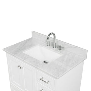 Blossom Copenhagen 36" 2-Door 5-Drawer Matte White Freestanding Solid Wood Single Vanity Base