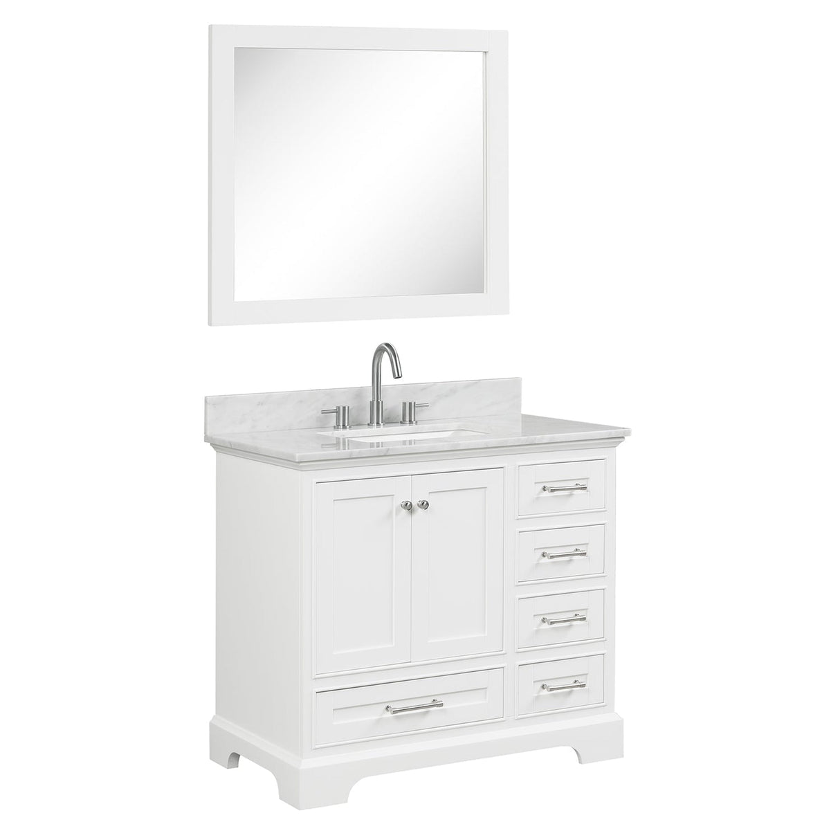 Blossom Copenhagen 36" 2-Door 5-Drawer Matte White Freestanding Solid Wood Single Vanity Base