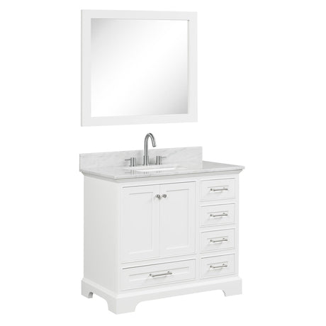 Blossom Copenhagen 36" 2-Door 5-Drawer Matte White Freestanding Solid Wood Single Vanity Base