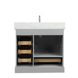 Blossom Copenhagen 36" 2-Door 5-Drawer Metal Gray Freestanding Solid Wood Single Vanity Base