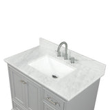 Blossom Copenhagen 36" 2-Door 5-Drawer Metal Gray Freestanding Solid Wood Single Vanity Base