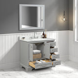 Blossom Copenhagen 36" 2-Door 5-Drawer Metal Gray Freestanding Solid Wood Single Vanity Base
