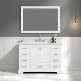 Blossom Copenhagen 48" 2-Door 9-Drawer Matte White Freestanding Solid Wood Double Vanity Base