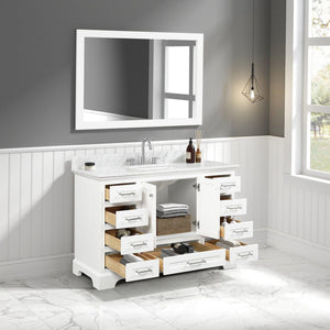 Blossom Copenhagen 48" 2-Door 9-Drawer Matte White Freestanding Solid Wood Double Vanity Base