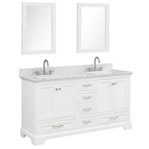 Blossom Copenhagen 60" 4-Door 6-Drawer Matte White Freestanding Solid Wood Double Vanity Base