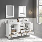 Blossom Copenhagen 60" 4-Door 6-Drawer Matte White Freestanding Solid Wood Double Vanity Base