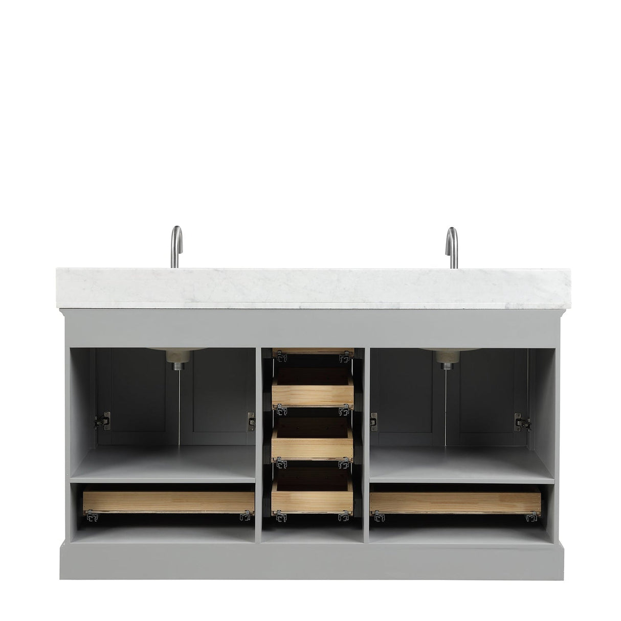 Blossom Copenhagen 60" 4-Door 6-Drawer Metal Gray Freestanding Solid Wood Double Vanity Base