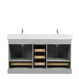 Blossom Copenhagen 60" 4-Door 6-Drawer Metal Gray Freestanding Solid Wood Double Vanity Base