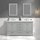 Blossom Copenhagen 60" 4-Door 6-Drawer Metal Gray Freestanding Solid Wood Double Vanity Base