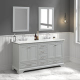 Blossom Copenhagen 60" 4-Door 6-Drawer Metal Gray Freestanding Solid Wood Double Vanity Base
