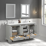 Blossom Copenhagen 60" 4-Door 6-Drawer Metal Gray Freestanding Solid Wood Double Vanity Base