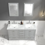 Blossom Copenhagen 60" 4-Door 6-Drawer Metal Gray Freestanding Solid Wood Double Vanity Base