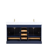 Blossom Copenhagen 60" 4-Door 6-Drawer Navy Blue Freestanding Solid Wood Double Vanity Base
