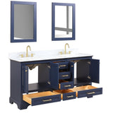 Blossom Copenhagen 60" 4-Door 6-Drawer Navy Blue Freestanding Solid Wood Double Vanity Base