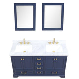 Blossom Copenhagen 60" 4-Door 6-Drawer Navy Blue Freestanding Solid Wood Double Vanity Base