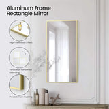Blossom FM1 18"x36" Brush Gold Sleek Durable Metal Framed Mirror